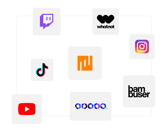 eine schematische Grafik, die verschiedene Live Shopping Plattform-Logos zeigt