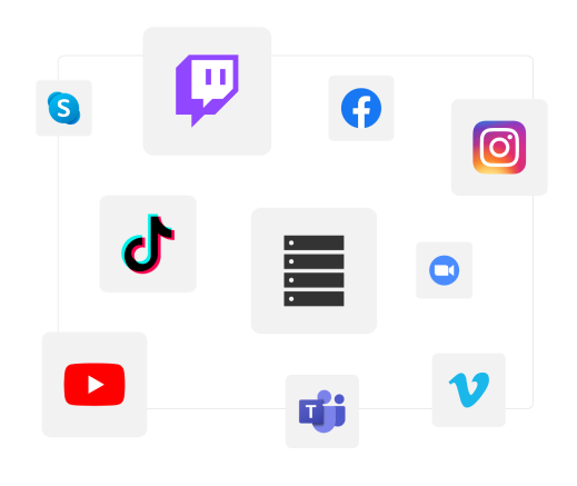Grafik, mit verschiedenen Logos von Social Media Plattformen